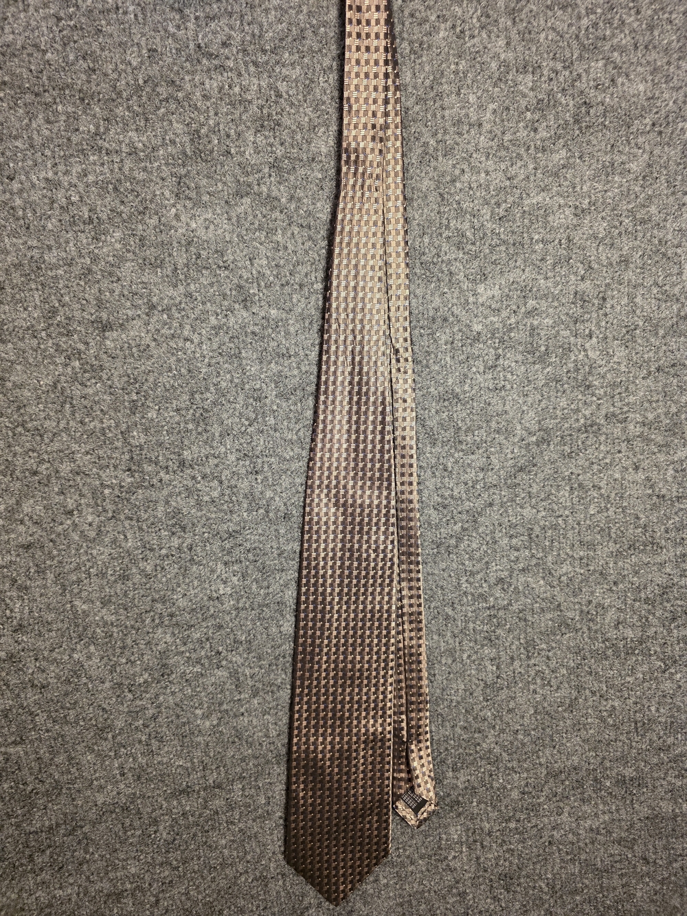 Luca di Marco Italy Brown Silk Tie Woven Geometric Pattern